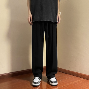 美式复古裤子男春秋冷淡风垂感西裤设计感直筒休闲长裤HK9515-P36图片