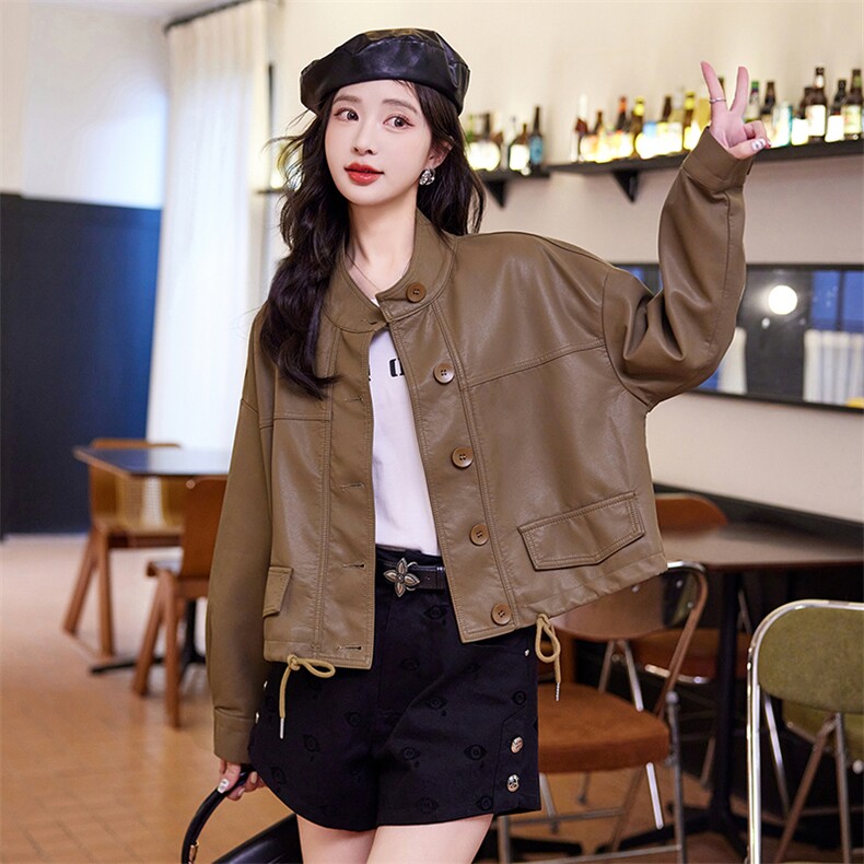 【春装现货】美拉德风格皮衣2024年春季时尚潮流小个子皮衣外套，女装皮衣，韩蜜菓