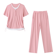 2025年夏季新款休闲针织大码女装两件套现货，女装大码女装，乐吉娜