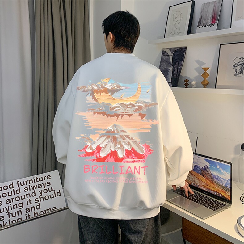 美式潮流印花上衣青少年秋季宽松落肩袖卫衣JK23348特批24控39图片