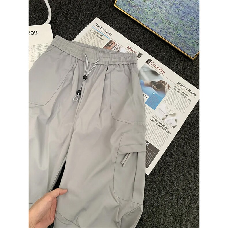 ！褶皱简约美式高街百搭抽绳工装冲锋裤,男装工装外套,星座617C