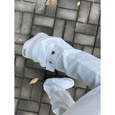 高街白色工装牛仔裤男秋冬款加绒小众设计直筒阔腿裤，男装牛仔裤，四季星座505