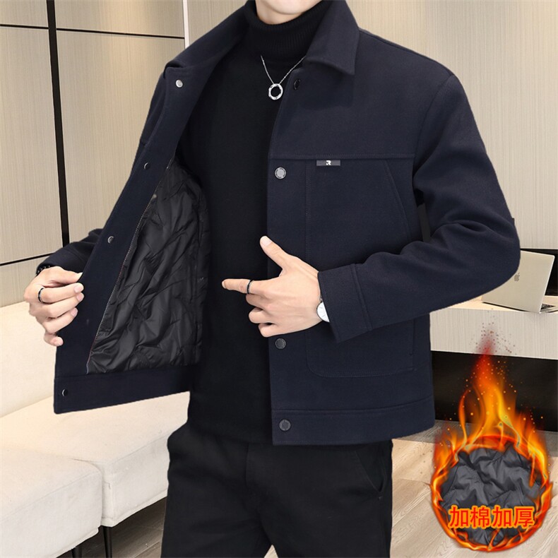 加棉加厚毛呢翻领夹克型男商务休闲青年外套男NM7930-P125，男装夹克，星座310B-3