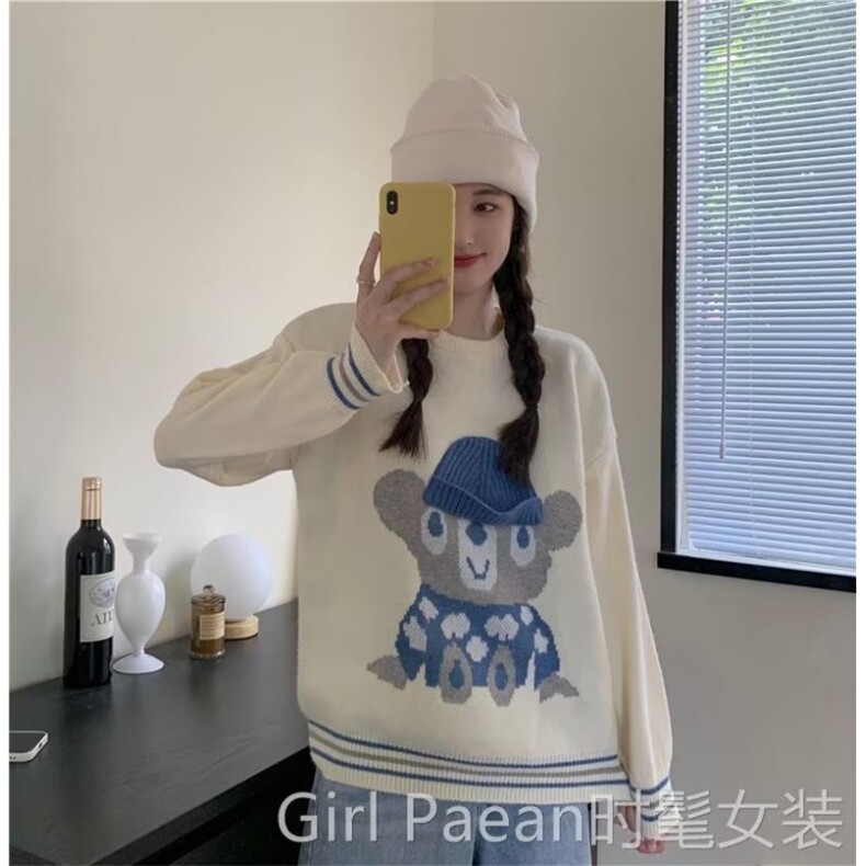 日系可爱毛衣女秋冬季新款宽松外穿慵懒风甜美洋气减龄上衣针织衫,男装针织衫/毛衣,星座506A