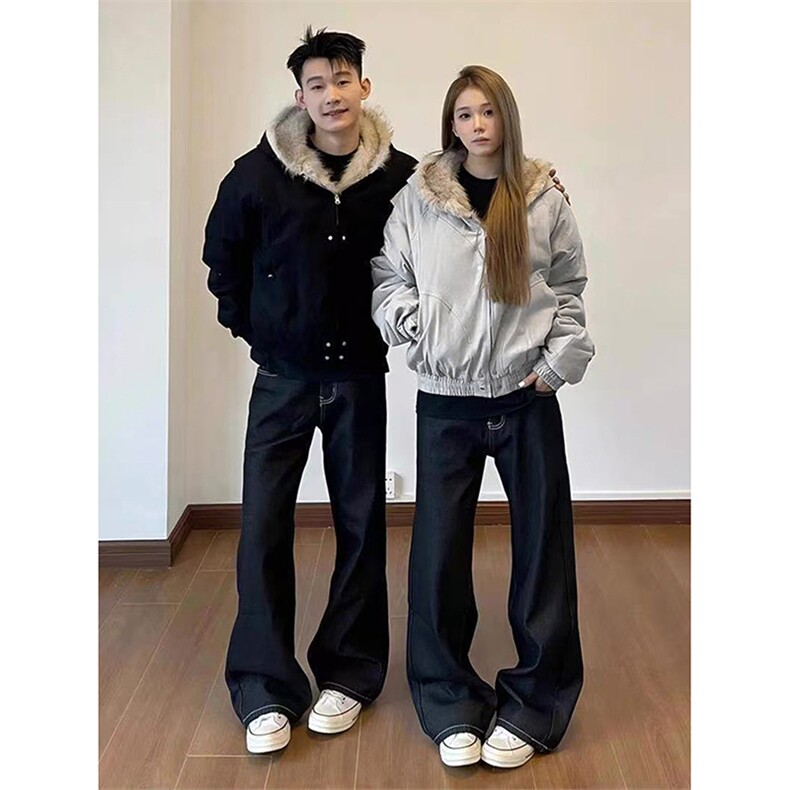 网图A2347P120-美式座山雕加绒加厚棉服男女秋冬宽松休闲棉衣,男装棉衣,电商B241