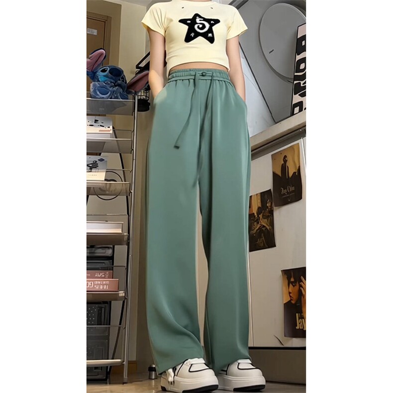 抖音品质2025夏季直筒宽松冰丝透气拖地裤子24XK66739特批35,男装休闲裤,电商A042