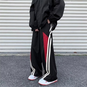 新款秋冬美式复古运动裤男女宽松ins休闲阔腿裤高街拖地QK17-P43图片