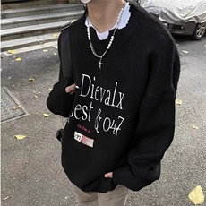 美式高街复古破洞刺绣毛衣冬潮针织毛衫MY243-P55，男装针织衫/毛衣，星座1001-1
