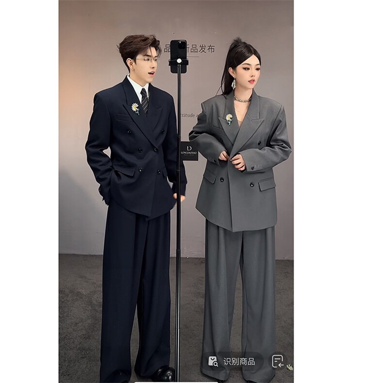 权志龙GD同款双排扣西装休闲西服西裤套装男潮TZ331上衣135裤子70，男装西服，电商B267