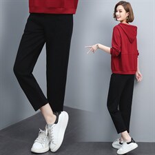 休闲裤2021年春季时尚气质百搭优雅简约纯色，女装休闲裤，江忆布依