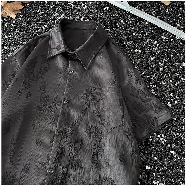 【有货】DCK16-P38潮新中式短袖衬衫男夏季痞帅半袖冰丝衬衣潮,男装T恤,星座603-2