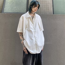 美式复古设计感小众短袖衬衫男女夏季新款衬衣休闲上衣ZC11-p33，男装衬衫，星座1008