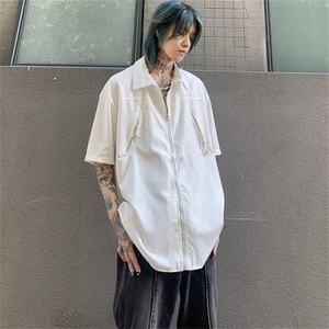美式复古设计感小众短袖衬衫男女夏季新款衬衣休闲上衣ZC11-p33图片