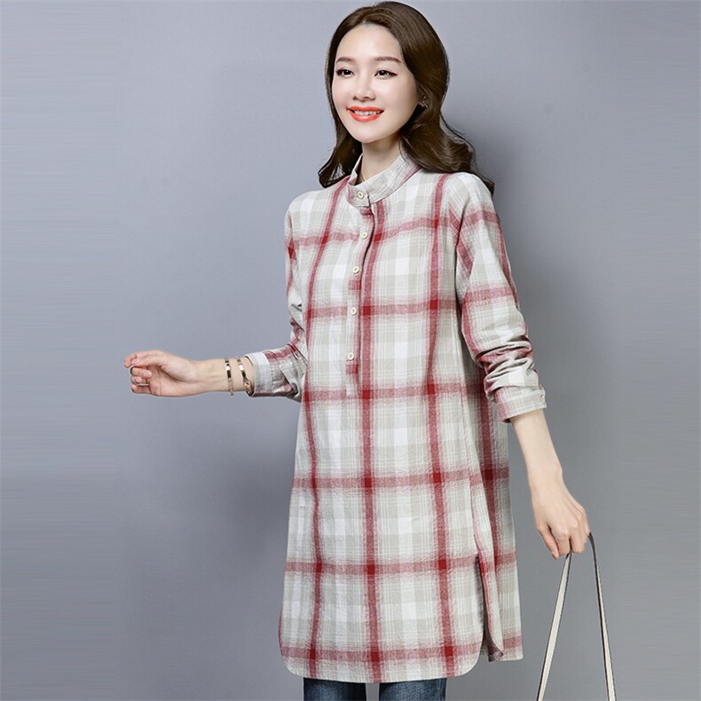 2021春季新款格子衬衫修身显瘦百搭简约休闲个性,女装衬衫,小林双子