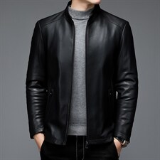 AL8151男式秋冬新款立领头层绵羊皮皮衣男夹克P1000，男装皮衣，电商B360