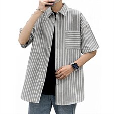 2021年春季新款条纹衬衫女宽松落肩港风衬衫男DS-C407-CS306-P35，男装衬衫，电商C323-1
