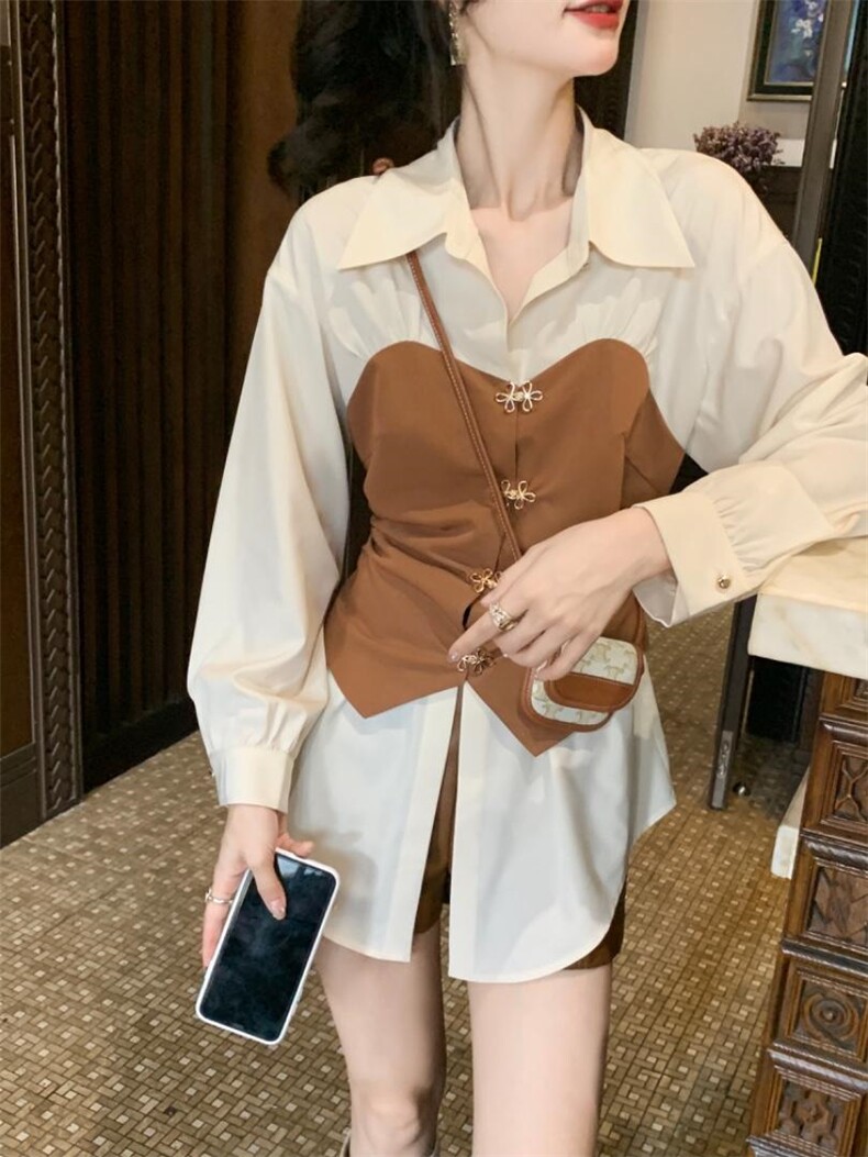 秋季新款假两件风衬衫，女装衬衫，M.W 嫚维