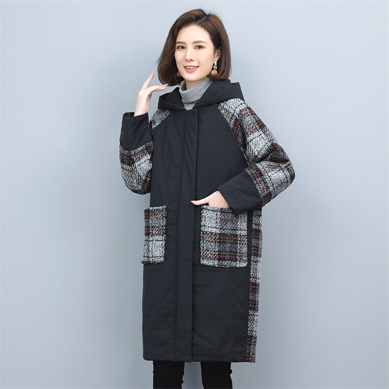 2022冬季新款女装时尚休闲保暖宽松舒适中长款女拼接图片