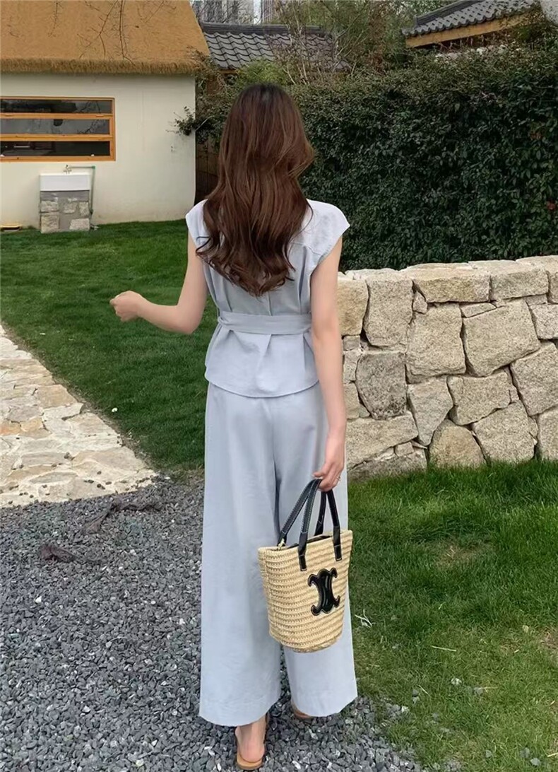 2025时尚简约百搭日常休闲套装短袖长裤,女装套装/套裙,翩雅女装供货