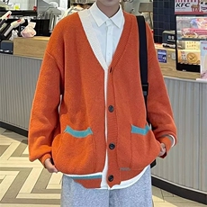慵懒开衫毛衣男秋冬宽松日系学院风针织外套v领线衣潮MY05515-P55，男装针织衫/毛衣，星座308B-2