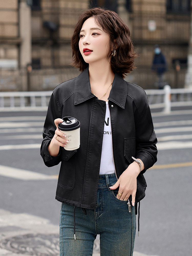 女式皮衣2025春季新款气质设计感小香风休闲夹克时尚外套,女装皮衣,臻衣坊