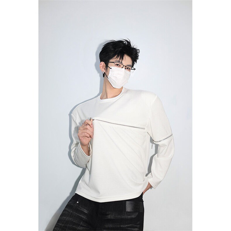 可移动拉链装饰打底美式垫肩拉链可拆卸机车高街时尚打底卫衣P55，男装卫衣，电商B319