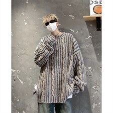 混色毛衣男冬季潮牌针织衫复古慵懒风线衣外套1001-1-M266-P52，男装针织衫/毛衣，星座1001-1