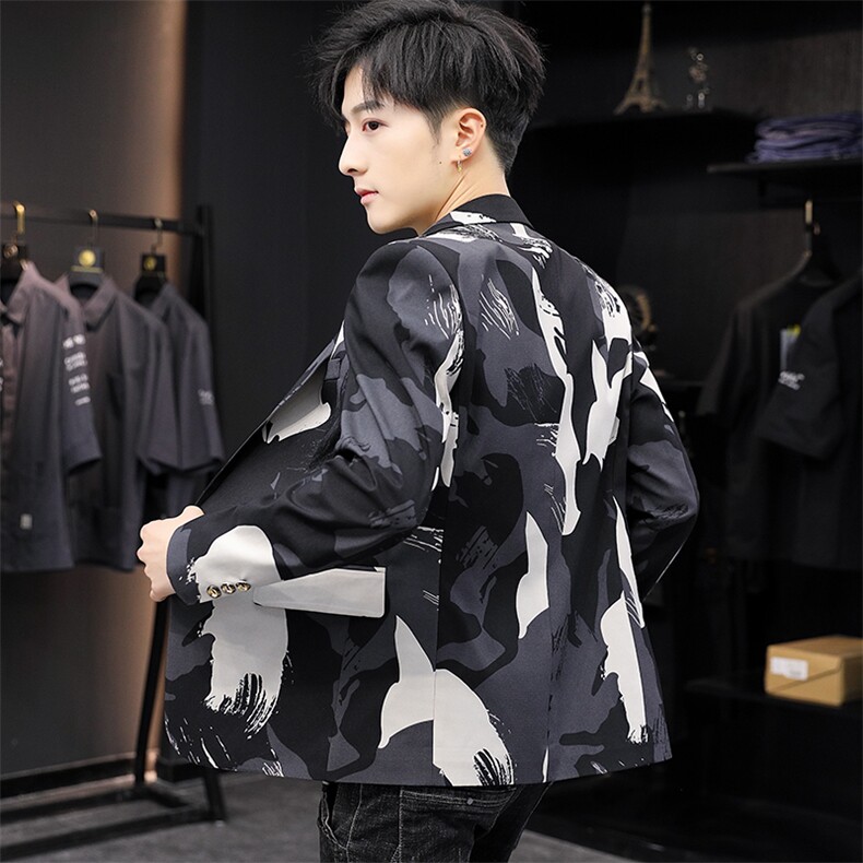 秋季新款男士休闲西服外套韩版修身迷彩单西青年小西装单X16-P70,男装西服,星座1206（原A206）