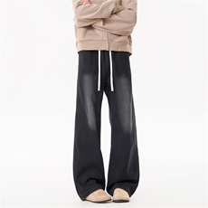 B221美式ins高街抽绳宽松扎染直筒牛仔裤LK24152-特P36控68，男装牛仔裤，电商B221