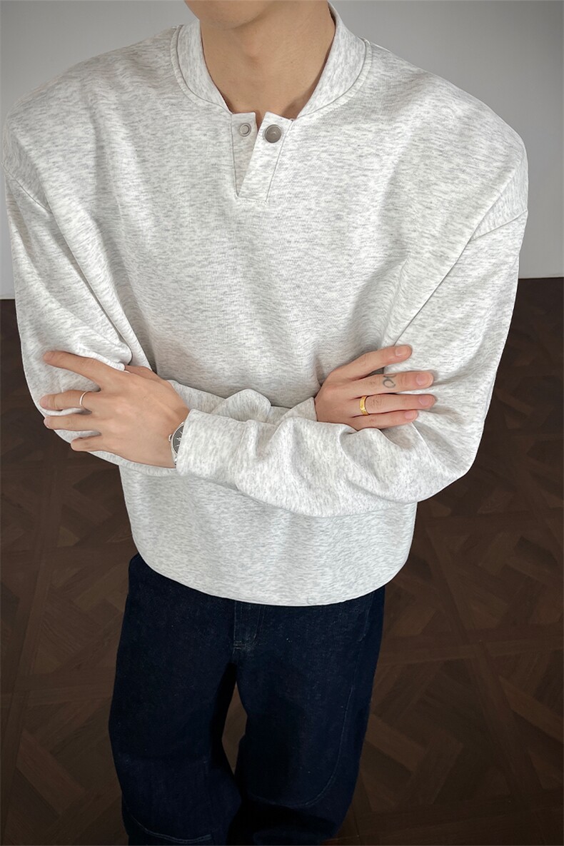 韩系简约纯色百搭学院风cleanfit卫衣男生春秋休闲打底衫,男装T恤,电商B319