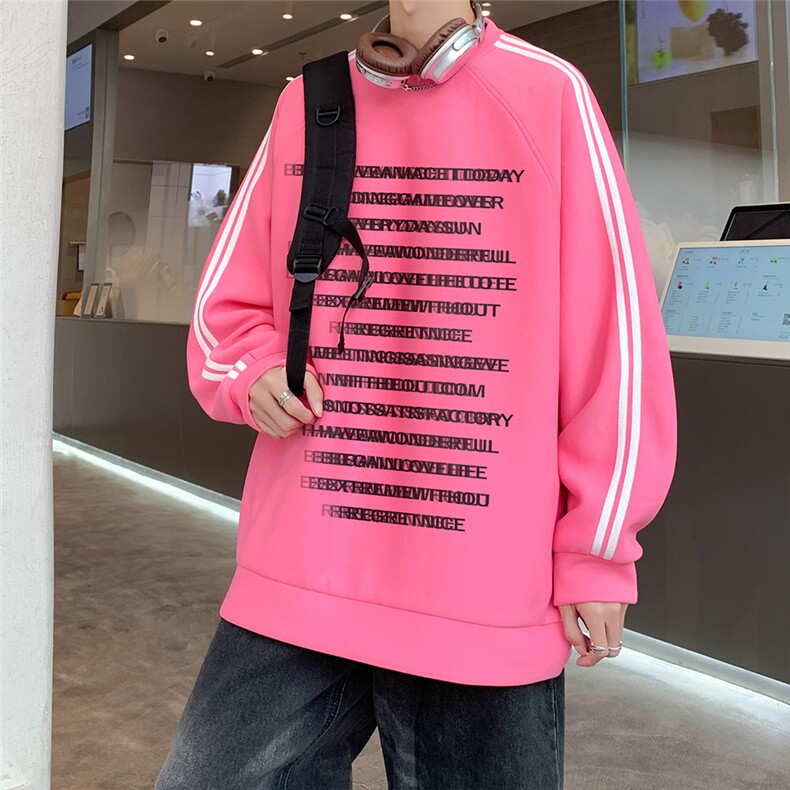 24新款港风字母印花织带插肩袖圆领卫衣A247-B8904P45控68,男装卫衣,电商A247