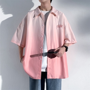 宽松大码渐变色冰丝衬衫短袖男女中性风 XZ301A  C9911 P45 控58图片