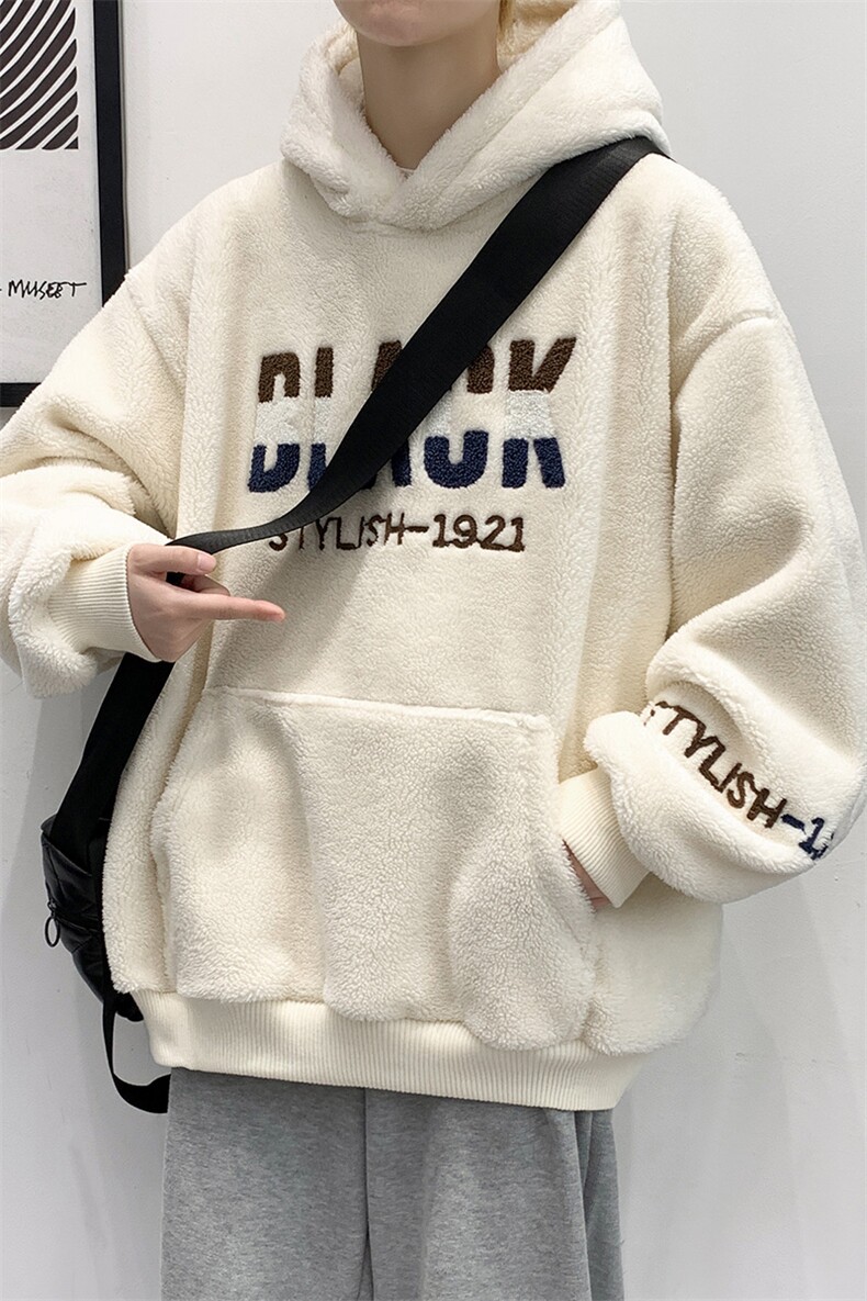 秋冬加绒加厚羊羔绒卫衣青少年简约连帽外套男女975-P90控价118,男装卫衣,电商A441-1
