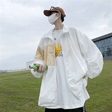 拼接撞色防晒衣男夏季日系潮牌情侣外套新款夹克风衣W3374-P40，男装夹克，星座512-2