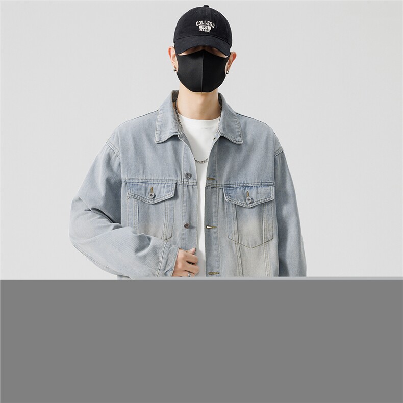 春秋季水洗净版宽松牛仔夹克翻领-有大货-特批55-K718图片