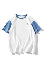 新款英伦夏季时尚拼色袖子ins小众百搭青少年T恤ZDY3415-P49，男装T恤，星座717