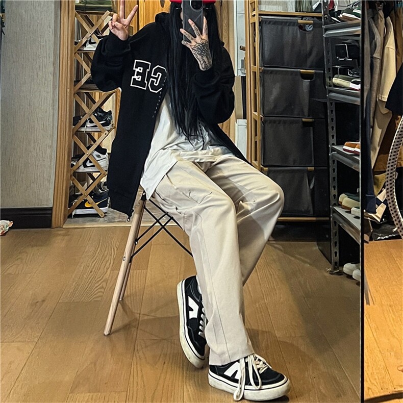 工装裤男韩版潮流大口袋2023秋夏新款ins宽松百搭休闲裤K2187-P40,男装休闲裤,星座412-3