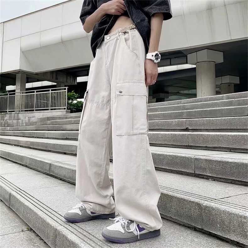 日系中性复古工装休闲长裤男女bf宽松直筒阔腿裤街头潮GK214-P45,男装休闲裤,星座1008