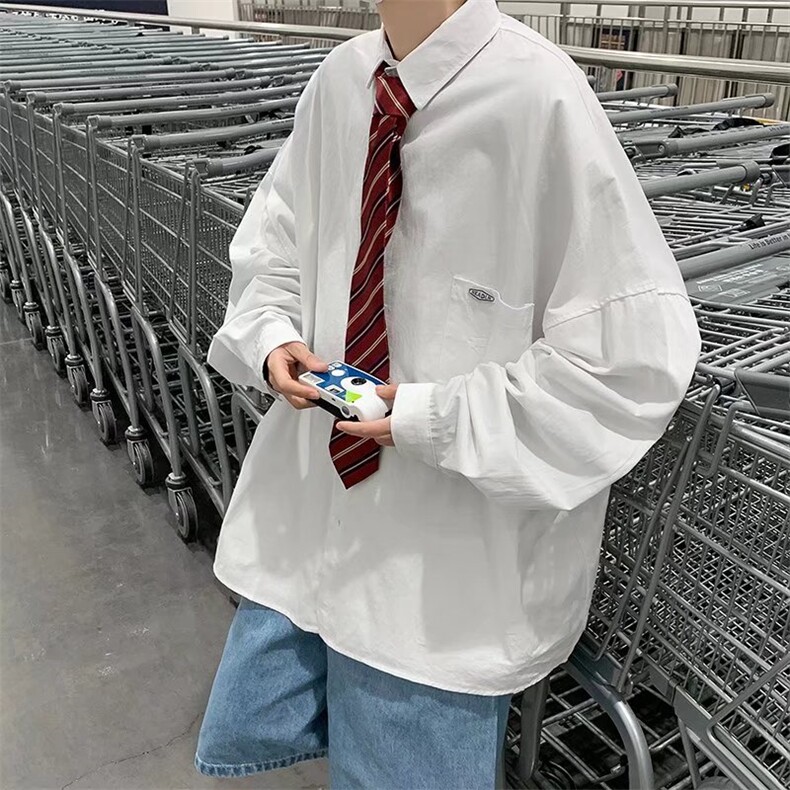 复古衬衫男港风日系宽松春季新款长袖衬衣纯棉面料CT67P38,男装衬衫,星座1116-2