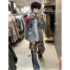 2026年新款港风美式小众破洞涂鸦休闲牛仔外套男潮insJK1416-P65，男装夹克，星座313A(原308A-2)