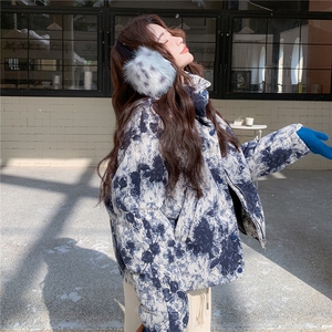 新款复古提花扎染短款50羽绒服2C282-989P245K378图片