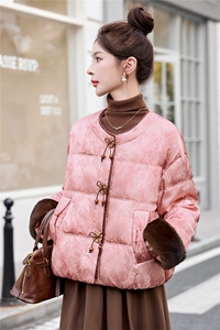新中式提花羽绒服女2025冬季新款超好看拼接撞色保暖外套女图片
