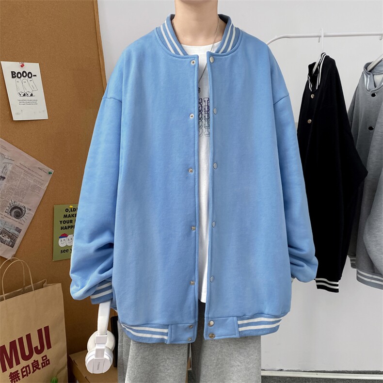 Y1801P30室内港风2024秋季宽松开衫卫衣港风情侣外套棒球领,男装卫衣,电商A026-1