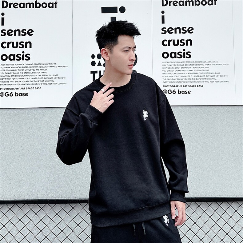 时尚潮流男士宽松休闲长袖套头卫衣舒适百搭适合秋季穿着男装,男装卫衣,德尔信羊绒