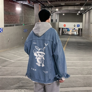 2025春季男士百搭港风学生连帽(可拆卸牛仔夹克情侣外套JK779-P80图片