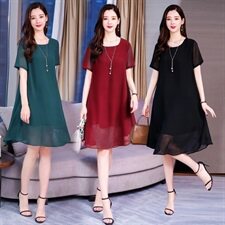 (现货）大码遮肚连衣裙微胖mm洋气减龄韩版加肥加大雪纺裙子200斤，女装连衣裙，深妍伊美