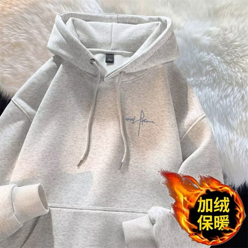 2025新年连帽卫衣男女秋冬季加绒加厚百搭潮牌美式学生宽松外套,女装短外套,星座715-4