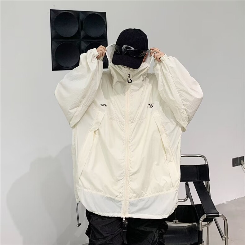 皱真抽绳防晒休闲外套夏天防晒上衣休闲宽松W9310,男装防晒衣,星座1116A-1（原606A）