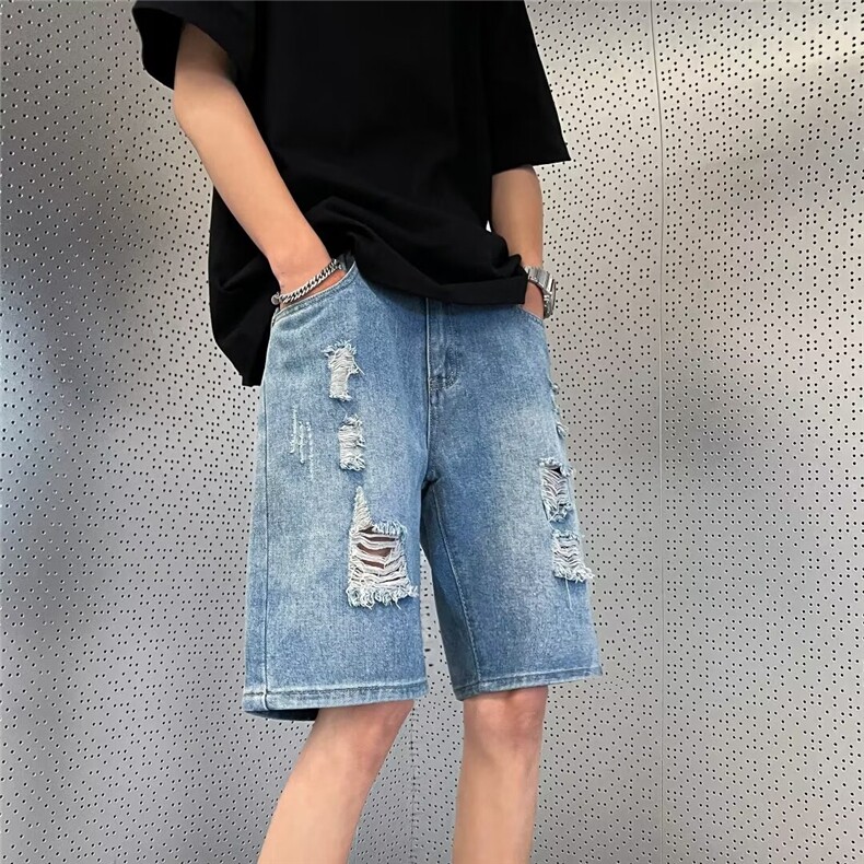 港风夏季休闲破洞牛仔短裤DK708  p40图片