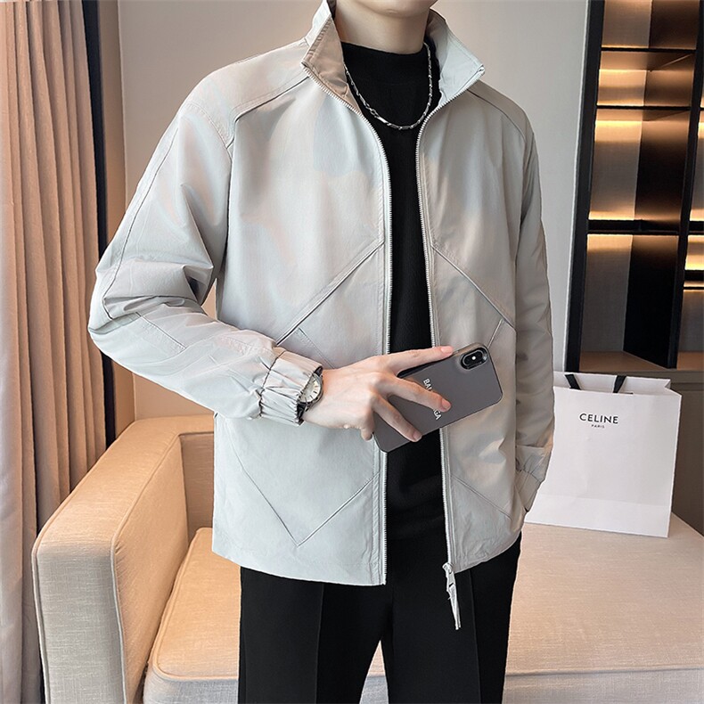 轻熟风~男生秋季夹克上衣外套菱形格JK8452-P85,男装夹克,星座1012-1